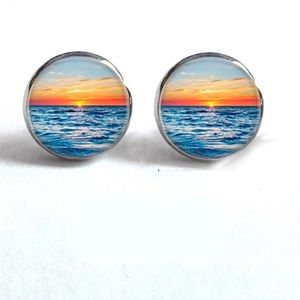 NEW 🌅 Sunset ocean stud earrings fashion jewelry